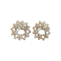 14K Gold Plated Silver Post Bow Faux Pearl Stud Earrings Elegant Light Luxury Jewelry view 5