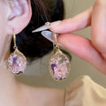 Elegant Resin Preserved Flower Drop Earrings For Women, Pastoral Niche Luxury Ear Hooks view 4