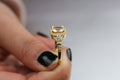 Gold Tone Emerald Cut Clear Halo Fan Shoulder Finger Ring view 4