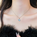 Old Money Copper Star Pendant Necklace With Enamel Drip Oil Zircon Elegant Clavicle Chain view 4