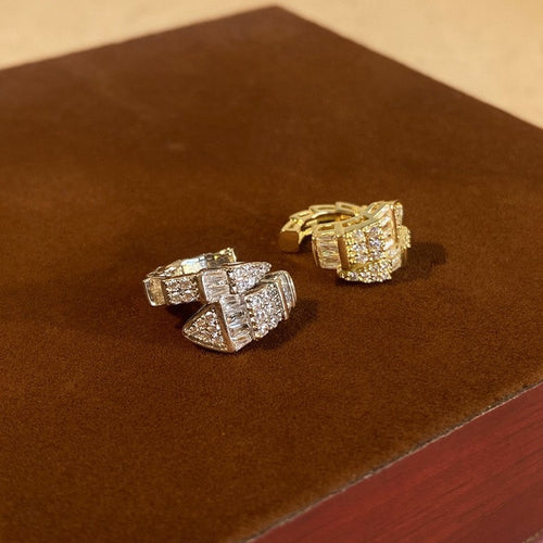 Light Luxury Copper Zircon Snake Clip-on Earrings, Minimalist No Piercing Ear Cuffs