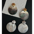 Stainless Steel Round Shell Jewelry Set Ethnic Mother Of Pearl Necklace And Earrings view 2