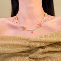 Stainless Steel Crystal Beaded Goldfish Necklace Cute Cartoon Vacation Collarbone Jewelry view 1