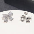 Full Rhinestone Bow Stud Earrings For Women Sweet Micro Paved Zirconia Fashion Jewelry view 3