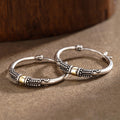 European Vintage Antique Silver Hoop Earrings, Palace Style Large Hoops With Ethnic Pattern view 3