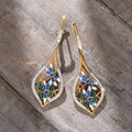 Pastoral Dragonfly Drop Earrings With Enamel Leaf Design, Fresh Vacation Style Jewelry For Women view 3