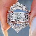 Luxury Court Style Three In One Crown Sun Micro Pave Zircon Ring For Women view 1