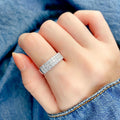 Three Layer Round Zircon Arrangement Ring For Women Light Luxury Elegant Sparkling Fashion Jewelry view 2