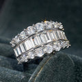 Geometric Double Layer Round Zircon Ring, Light Luxury Engagement Wedding Jewelry view 3