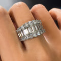 Geometric Double Layer Round Zircon Ring, Light Luxury Engagement Wedding Jewelry view 2
