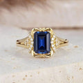 Light Luxury Women's Ring With Faux Sapphire Elegant Single Band Fashion Jewelry view 1