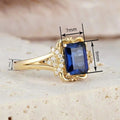 Light Luxury Women's Ring With Faux Sapphire Elegant Single Band Fashion Jewelry view 4
