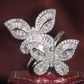 Fresh Double Butterfly Sparkling Ring For Women, Elegant Wax Setting Fashion Finger Jewelry view 5