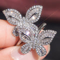 Fresh Double Butterfly Sparkling Ring For Women, Elegant Wax Setting Fashion Finger Jewelry view 2