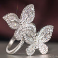 Fresh Double Butterfly Sparkling Ring For Women, Elegant Wax Setting Fashion Finger Jewelry view 3