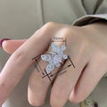 Fresh Double Butterfly Sparkling Ring For Women, Elegant Wax Setting Fashion Finger Jewelry view 4