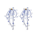 Elegant Crystal Beaded Flower Tassel Drop Summer Beach Vacation Bohemian Statement Earrings view 5