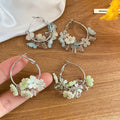 Blue White Gradient Resin Flower Hoop Earrings Light Luxury Vacation Sweet Fresh Style view 4