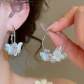 Blue White Gradient Resin Flower Hoop Earrings Light Luxury Vacation Sweet Fresh Style view 3