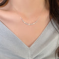 French Minimalist Faux Pearl Crushed Silver Geometric Round Choker Necklace For Women view 3