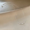French Minimalist Faux Pearl Crushed Silver Geometric Round Choker Necklace For Women view 4
