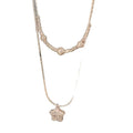 Sparkling Zircon Star Faux Pearl Necklace, Light Luxury Elegant Silver Collarbone Chain view 5