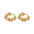 18K Gold Plated Faux Pearl Saturn Round Geometric Ear Cuff Earrings For Women view 5