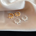 18K Gold Plated Faux Pearl Saturn Round Geometric Ear Cuff Earrings For Women view 2
