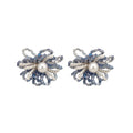 Silver Needle Artificial Crystal Beaded Flower Stud Earrings Elegant Beach Vacation Style Floral Jewelry view 5
