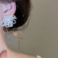 Silver Needle Artificial Crystal Beaded Flower Stud Earrings Elegant Beach Vacation Style Floral Jewelry view 3