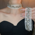 French White Lace Rhinestone Butterfly Choker Necklace For Women Pastoral Light Luxury Collarbone Jewelry view 1
