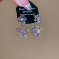 Copper Zircon Flower U-Shaped Stud Earrings Korean Sweet Elegant Light Luxury Jewelry for Women view 4