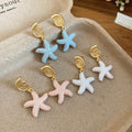 18K Gold Plated Shell Starfish Stud Earrings With Silver Posts Beach Vacation Style Jewelry view 1