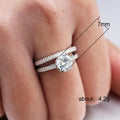 Silver-Tone Round Crystal Three-Piece Ring Set Jewelry view 5