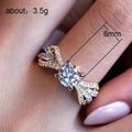 Two Tone Pavé Bow Shaped Round Center Stone Ring Design view 4