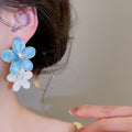 Alloy Rhinestone Enamel Flower Stud Earrings, Colorful Beach Vacation Statement Style view 4