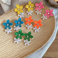 Alloy Rhinestone Enamel Flower Stud Earrings, Colorful Beach Vacation Statement Style view 3