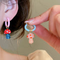 Cute Dopamine Enamel Mushroom Alloy Earrings Cartoon Geometric Round Creative Ear Cuff Jewelry view 1