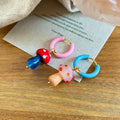 Cute Dopamine Enamel Mushroom Alloy Earrings Cartoon Geometric Round Creative Ear Cuff Jewelry view 2