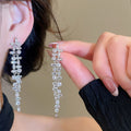 18K Gold Plated Copper Square Zircon Tassel Drop Earrings With Silver Posts Court Style view 3