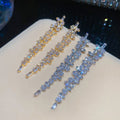 18K Gold Plated Copper Square Zircon Tassel Drop Earrings With Silver Posts Court Style view 2