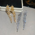 18K Gold Plated Copper Square Zircon Tassel Drop Earrings With Silver Posts Court Style view 4