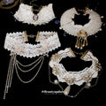 French Lace Rhinestone Faux Pearl Teardrop Choker Necklace Elegant Light Luxury Collarbone Jewelry view 2
