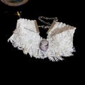 French Lace Rhinestone Faux Pearl Teardrop Choker Necklace Elegant Light Luxury Collarbone Jewelry view 4