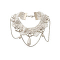 French Lace Rhinestone Faux Pearl Teardrop Choker Necklace Elegant Light Luxury Collarbone Jewelry view 5