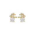 Copper Zircon Meteor Round Stud Earrings Minimalist Geometric Fashion Jewelry For Women view 5