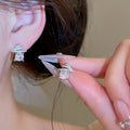 Copper Zircon Meteor Round Stud Earrings Minimalist Geometric Fashion Jewelry For Women view 3
