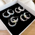 Copper Zircon Flower C Shape Stud Earrings Light Luxury Sweet Elegant Silver Pin Jewelry view 1