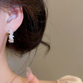 Copper Zircon Flower C Shape Stud Earrings Light Luxury Sweet Elegant Silver Pin Jewelry view 4