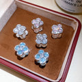 Vintage Copper Floral Earrings With Enamel Flower And Zircon Accents Korean Sweet Light Luxury Ear Cuffs view 3